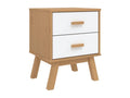 Bohometop bedside table, white and brown, solid pine wood, 88057PNCA