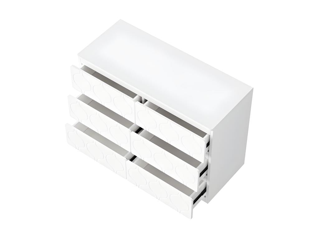 Modern chest of drawers with wavy pattern - with 6 drawers - lacquered fronts - White 55405XUIL