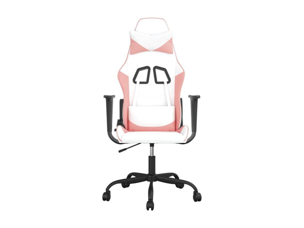Gaming chair, white and pink faux leather, 65321DUOA