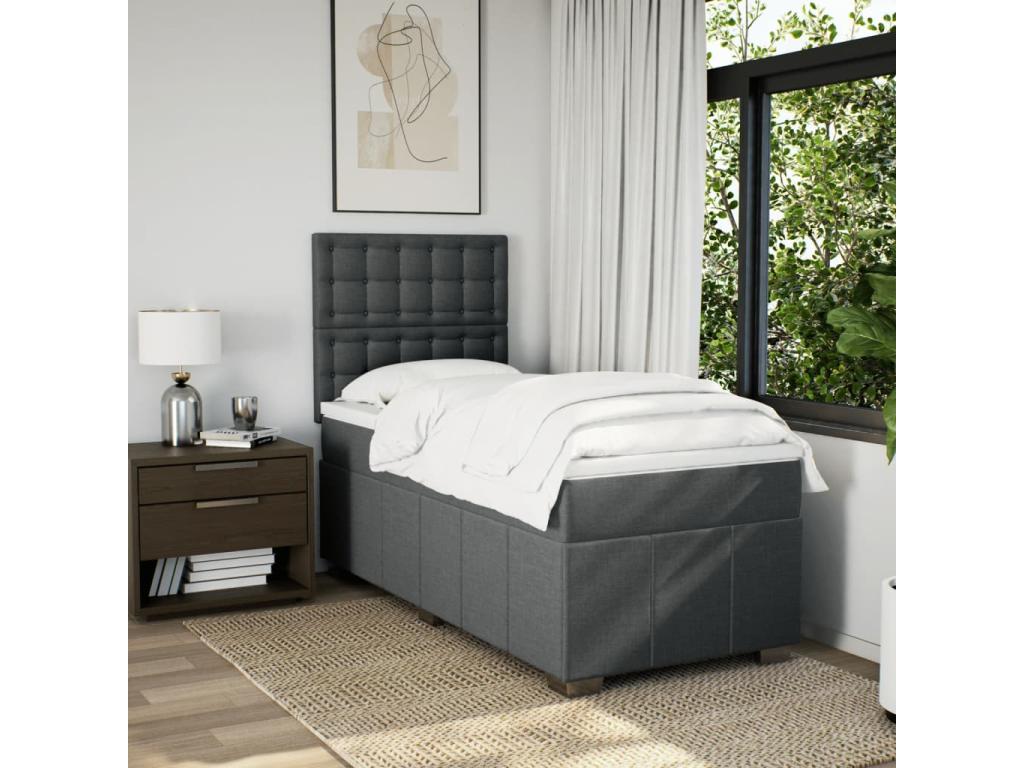 Bohometop bed base with mattress, dark grey, 80x200 cm, fabric, 80436BLXB