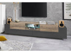 Bohometop TV Stand, Low Sideboard, TV Base, Made in Italy, 220x40x51 cm, Anthracite and Maple, 06703FTBY