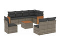 9-piece garden furniture set with grey resin wicker cushions 69360LNQS