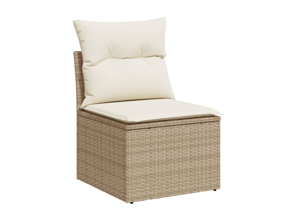 10-piece garden furniture set with cushions, beige woven resin, 31986UFEA