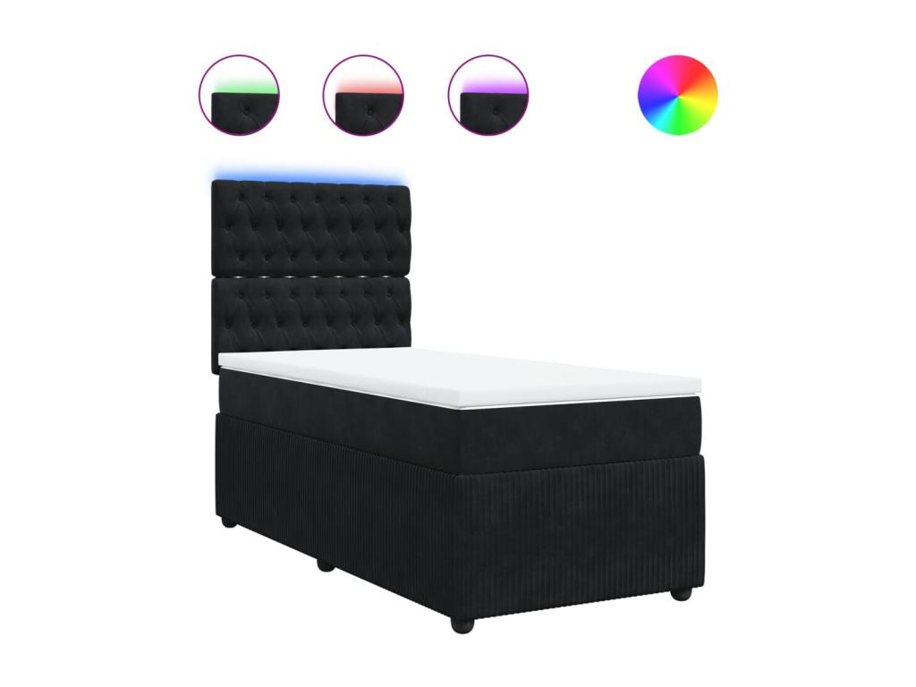 Bohometop bed base with mattress, black, 90x190 cm, velvet, 11761YRCB