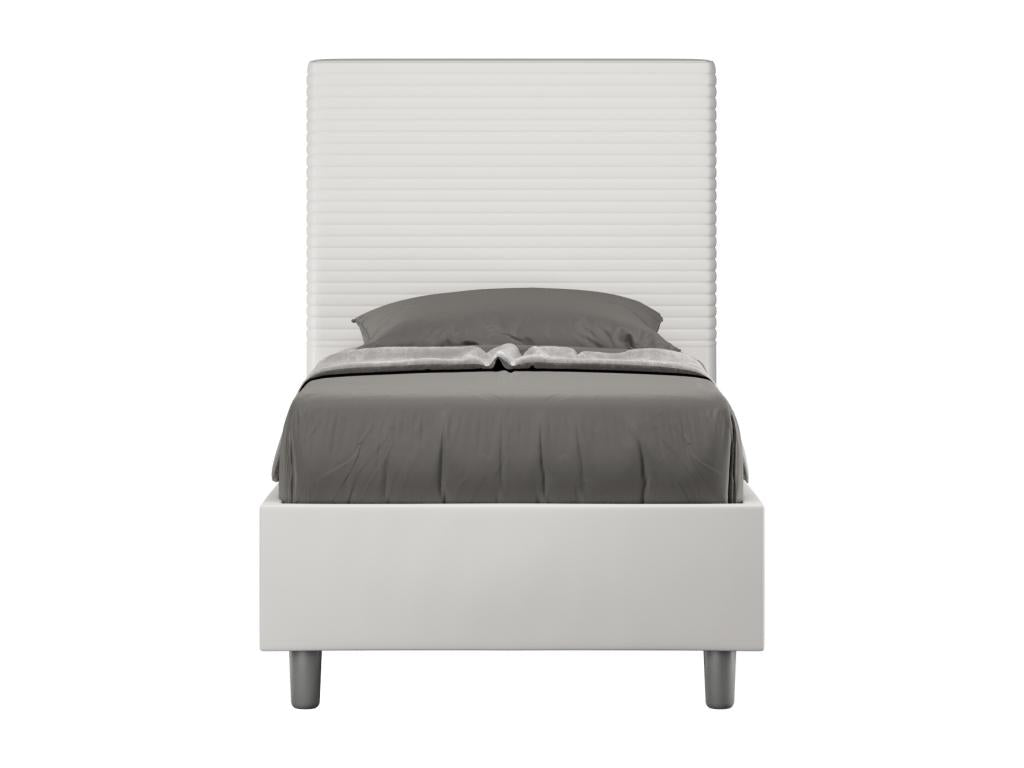 Bohometop 80x200cm Upholstered Bed in White Faux Leather (Slatted Base Not Included) 27363NYGS
