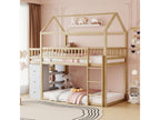 Bunk bed 90x200cm in solid wood - with drawers and shelves - Natural 49385WLWY