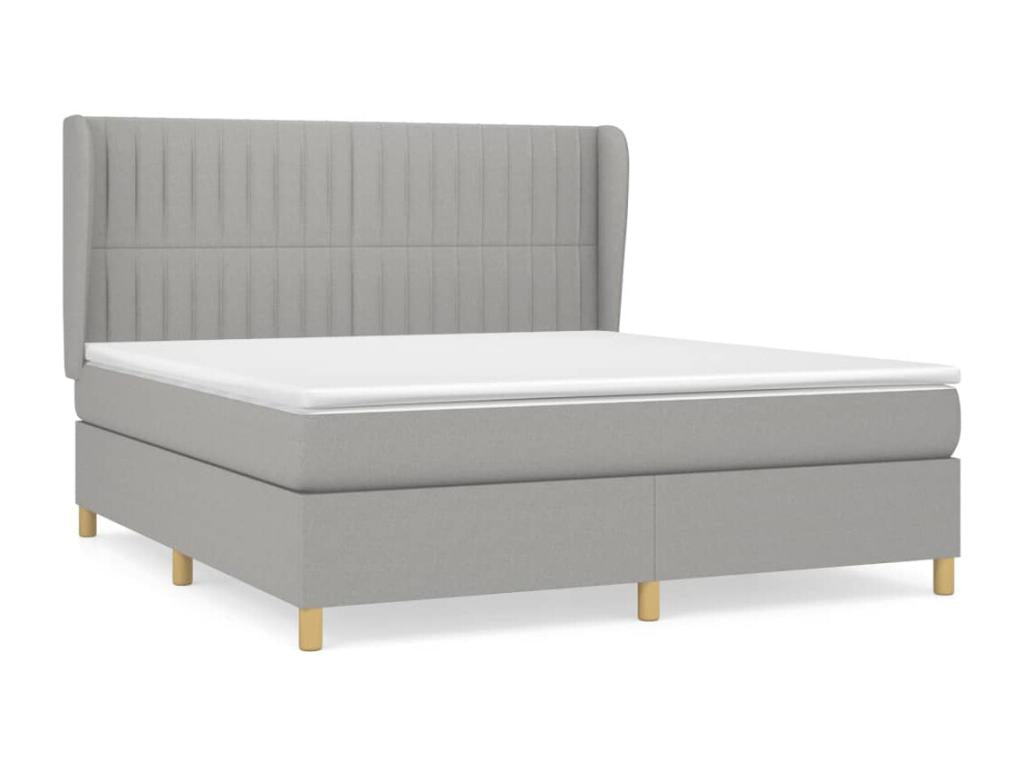 Upholstered bed base with mattress, light grey, 160x200cm, fabric, 92473BHVV