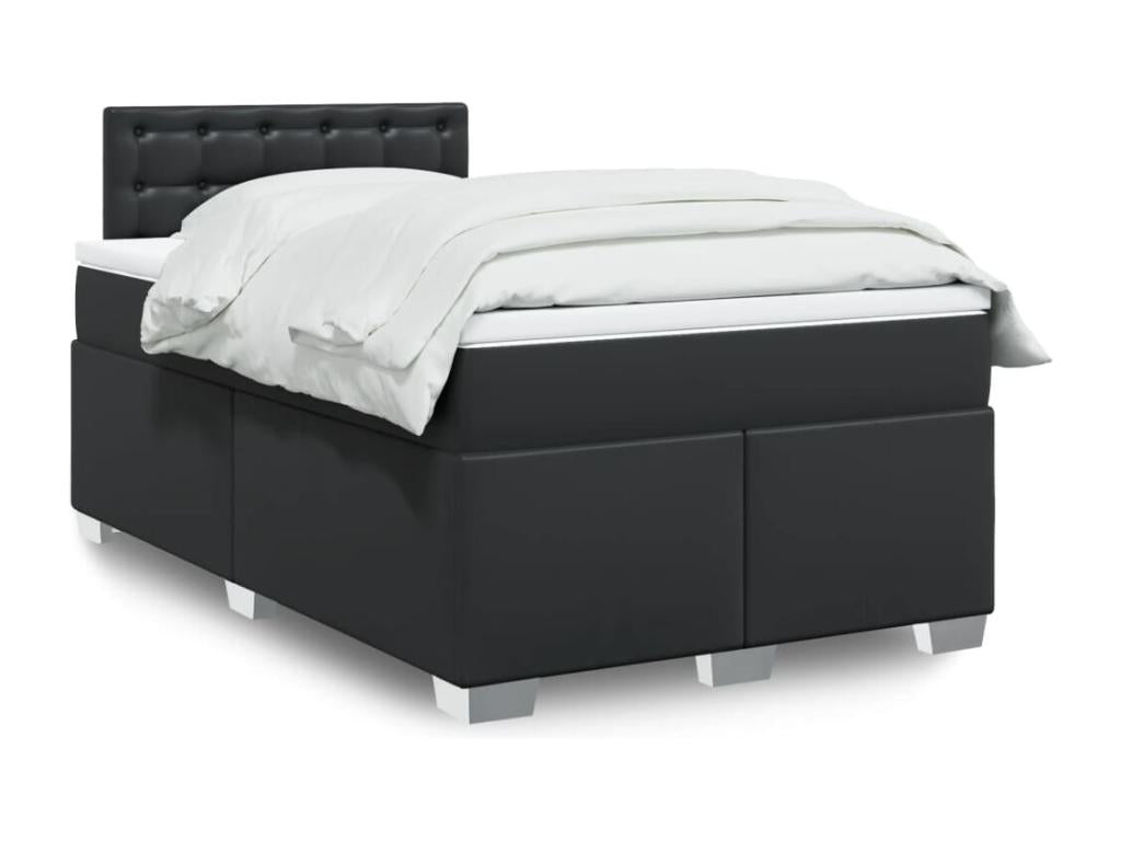 Bohometop bed base with mattress, black, 120x200 cm, faux leather, 29078DXFU