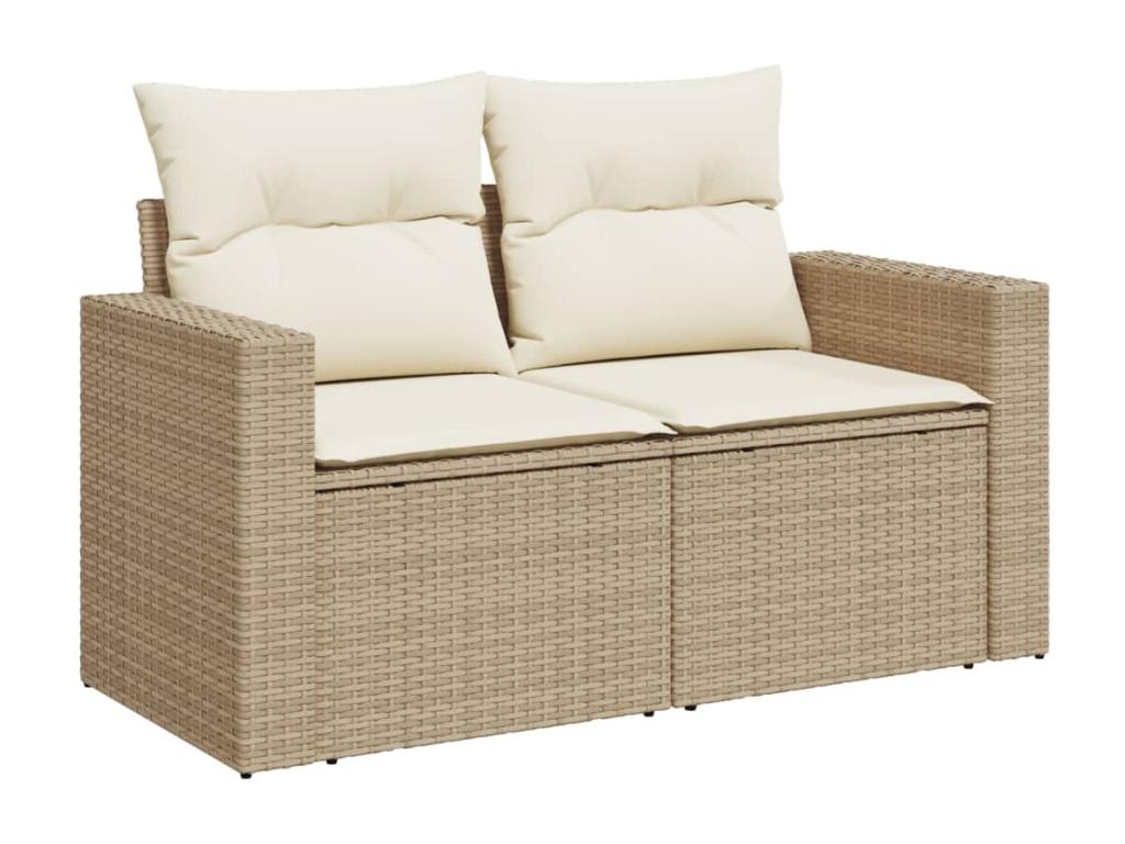 11-piece garden furniture set with beige resin wicker cushions 67907EIRU