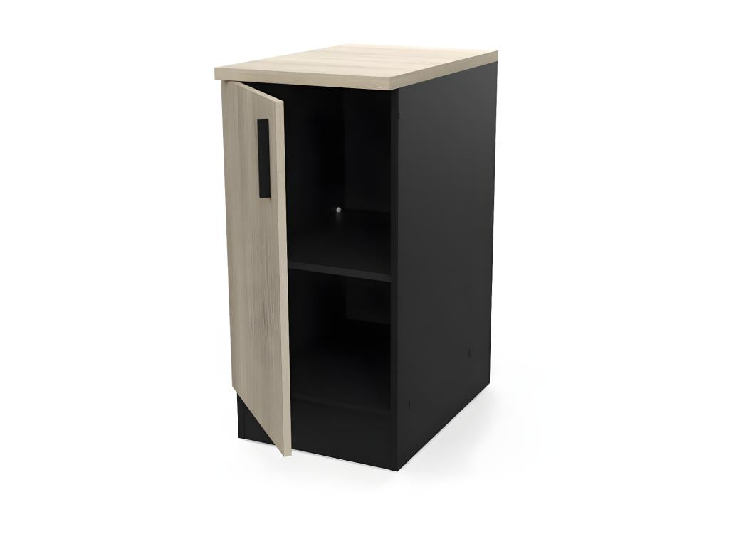 40cm Kitchen Base Cabinet with 1 Hinged Door, Black/Oak - Bohometop - W 40 x D 60 x H 85 cm 20755EEPA