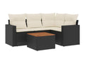 5-piece garden furniture set with cushions, black woven resin 76877HRUJ