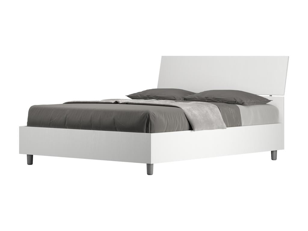 Bohometop 95144NKWR Double Bed with Storage 140x190cm Slanted Headboard in White Ash
