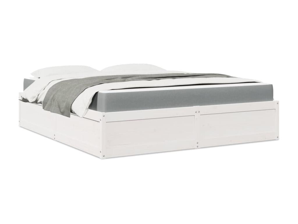 Bed with white mattress 180x200 cm solid pine wood 26641MYTR