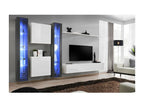 Bohometop wall-mounted living room furniture set in white and glossy gray. 07605LNVZ