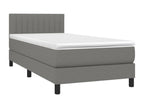 Upholstered bed base with mattress, dark grey, 90x200 cm, fabric, 76884AFDA