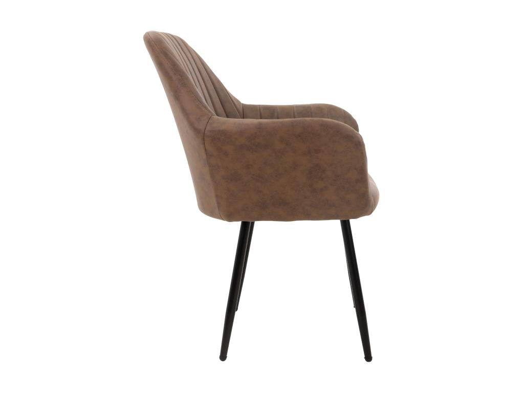 Set of 6 brown upholstered dining/living room chairs with faux leather armrests 03926IOGH