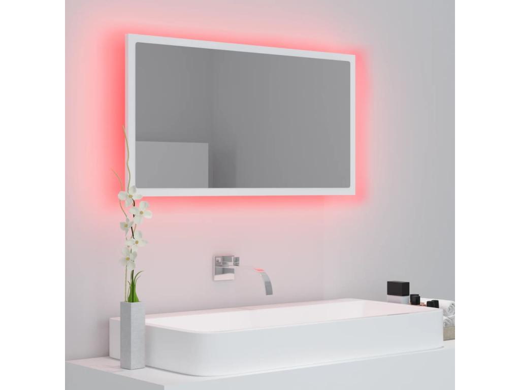 White LED Bathroom Mirror 80x8.5x37 cm Acrylic 91330BPES