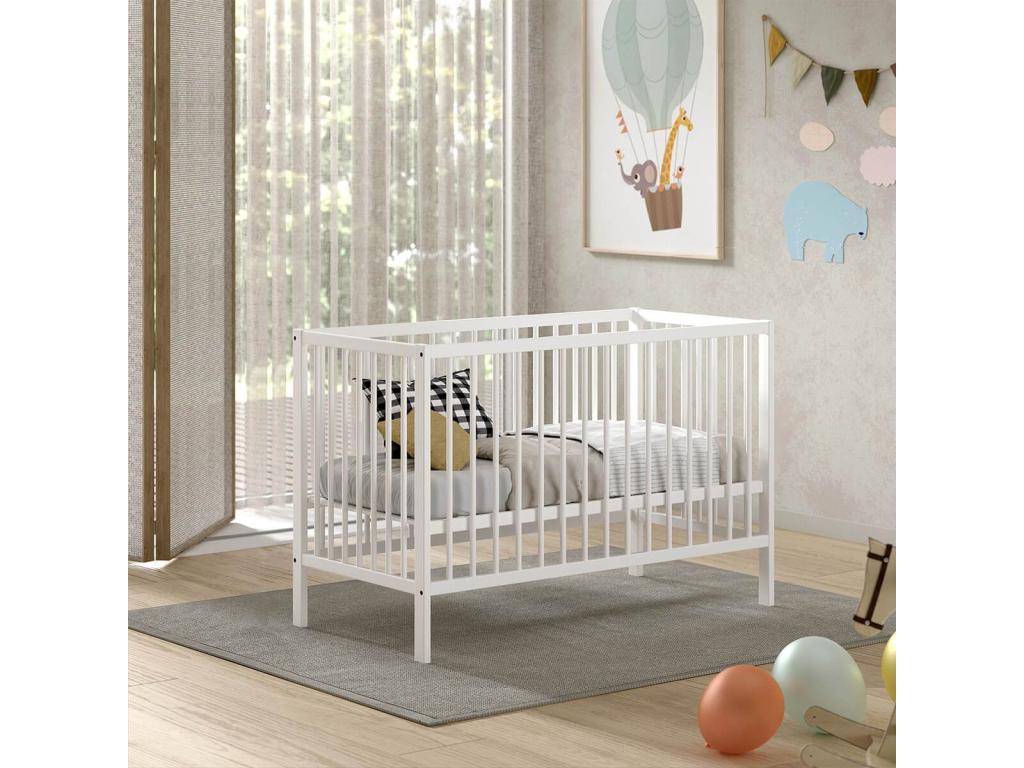Homelumiere - Baby Cot 60x120 in Solid White Lacquered Beech