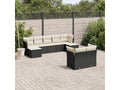 9-piece garden furniture set with cushions, black woven resin 90021TVBP