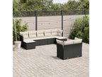 9-piece garden furniture set with cushions, black woven resin 90021TVBP