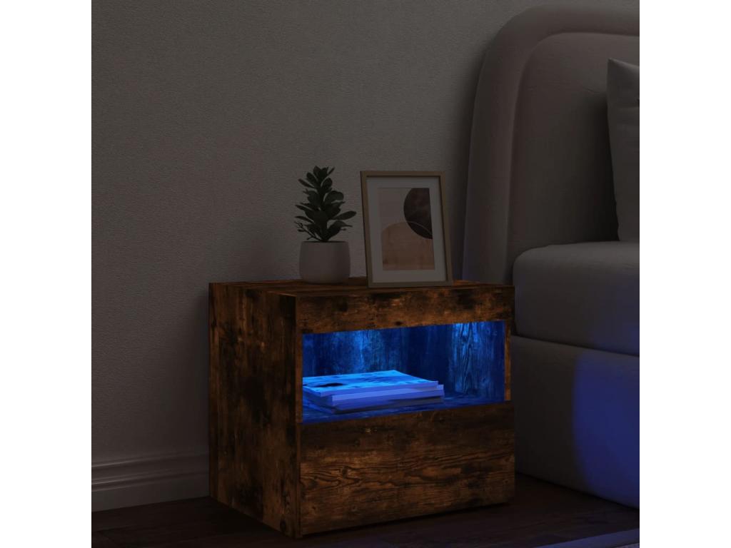 Bedside table with Bohometop LED, smoked oak, 50x40x45 cm, 18719NZAW