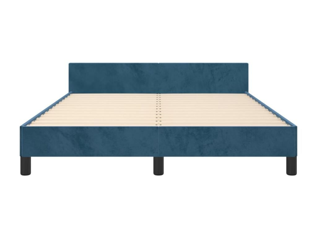 Bed frame with headboard, dark blue, 140x200 cm, velvet, 62963NWRW