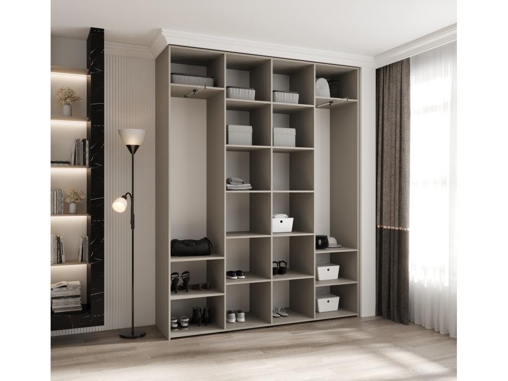 Bohometop 2 Hinged Door Wardrobe 245.5/190/40 4 Doors Cashmere/Black 00295HYAT