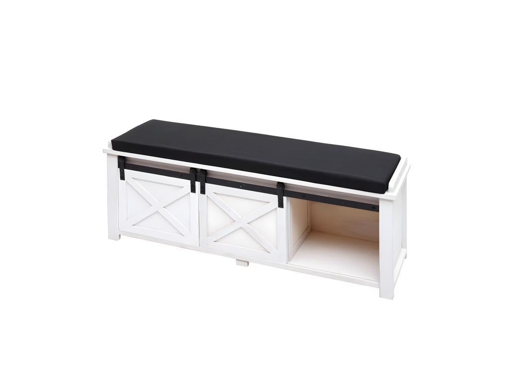 Bohometop-H53 Upholstered Bench with Storage Compartments, Metal and Solid Wood Finish, Bohometop Look, 43x102x33 cm, 61024AVCK