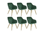 Set of 6 chairs with gold legs, elegant design, living room, kitchen, dining room seating, green velvet, 08 0000062 75035HBLB