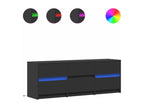 TV stand with LED lighting, black, 140x34x50 cm, engineered wood, 51988XJUB