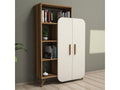 Bohometop 2-Door Bookcase 90x132cm Natural Wood and Cream White 79538SSWB