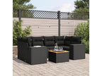 7-piece garden furniture set with cushions, black resin wicker, 88392OYRO