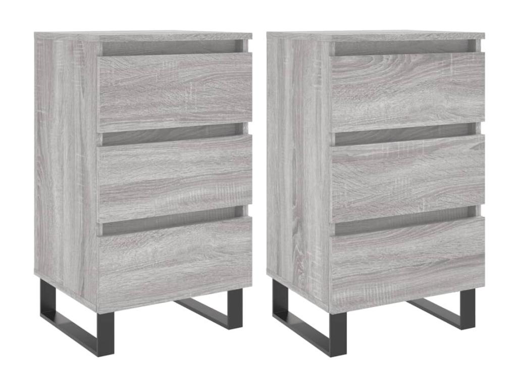 Bohometop 2-piece bedside tables, grey, 40x35x69 cm, engineered wood, 34480RZFF