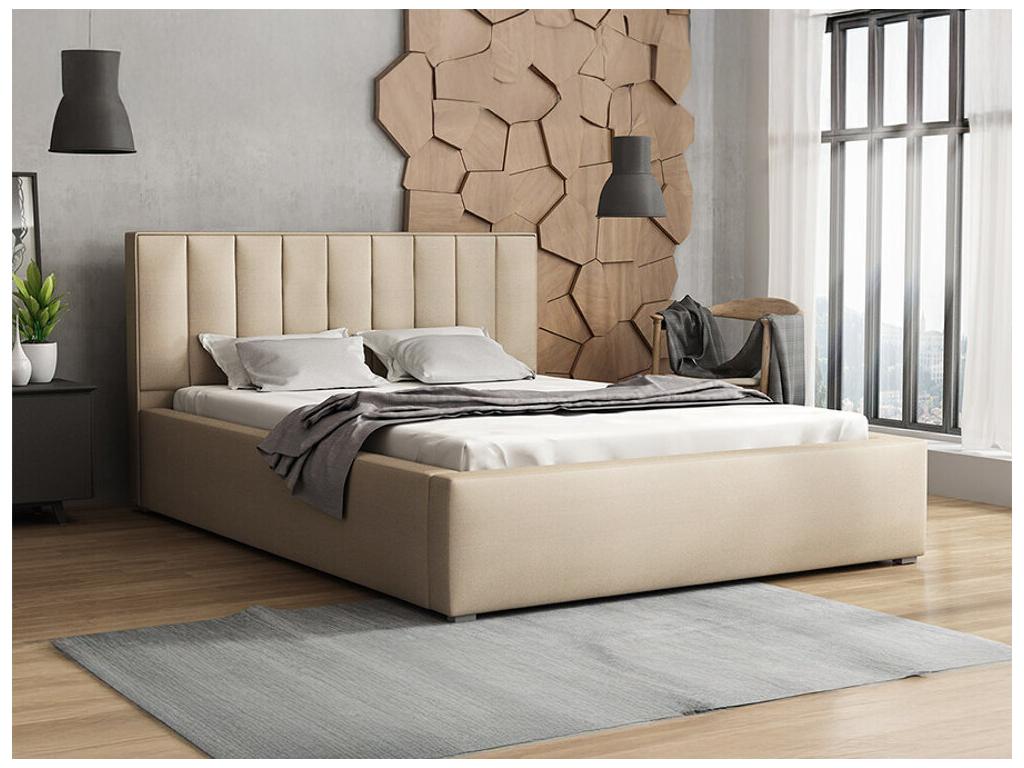 Bohometop 109 Double Bed, Light Brown, 140x200cm, Upholstered, with Bohometop Slatted Base 160x223x93cm, 16424FKWF