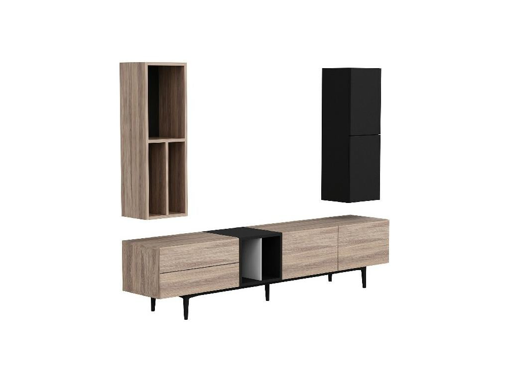 Bohometop Tv Cabinet - Black Wood - 195x37x45 cm - Bohometop 15494CWHC
