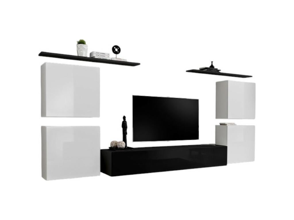 Bohometop living room furniture set in glossy black and white. 31116LOLM