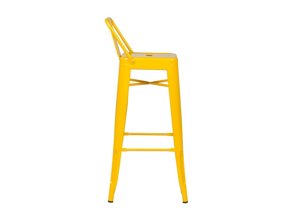 Bohometop 74cm stool with backrest in polished steel - Industrial and elegant design - Yellow 10406UKJX