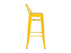 Bohometop 74cm stool with backrest in polished steel - Industrial and elegant design - Yellow 10406UKJX