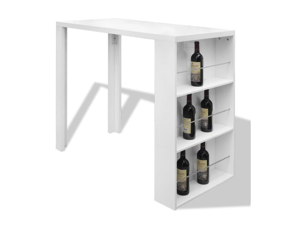 Bohometop bar table with bottle rack, high-gloss white, 77790EJOO