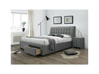 Bohometop 48075KEYF Grey Fabric Bed 160x200cm with Upholstered Headboard