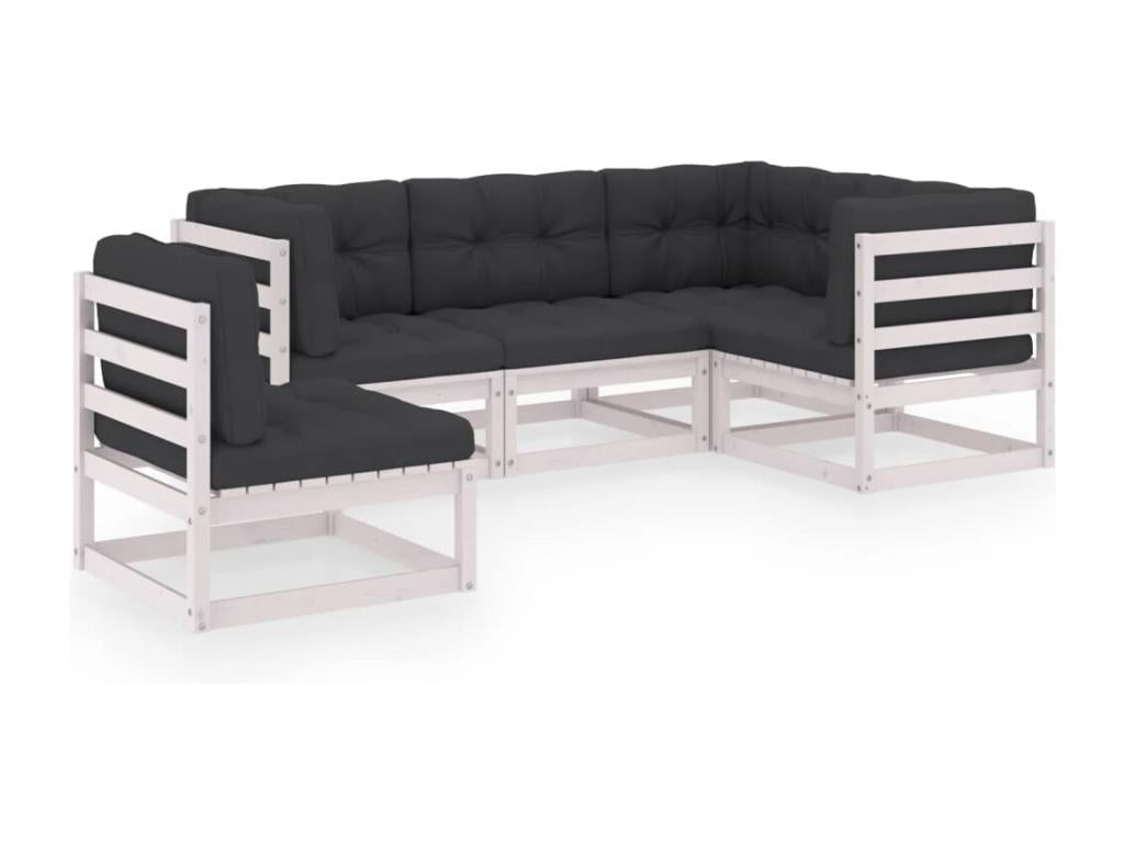 5-piece garden furniture set with cushions, solid pine wood, 78521TZXU