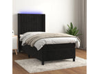 Bohometop bed base with mattress and LED lighting, black, 80x200cm, velvet, 00805ITMK
