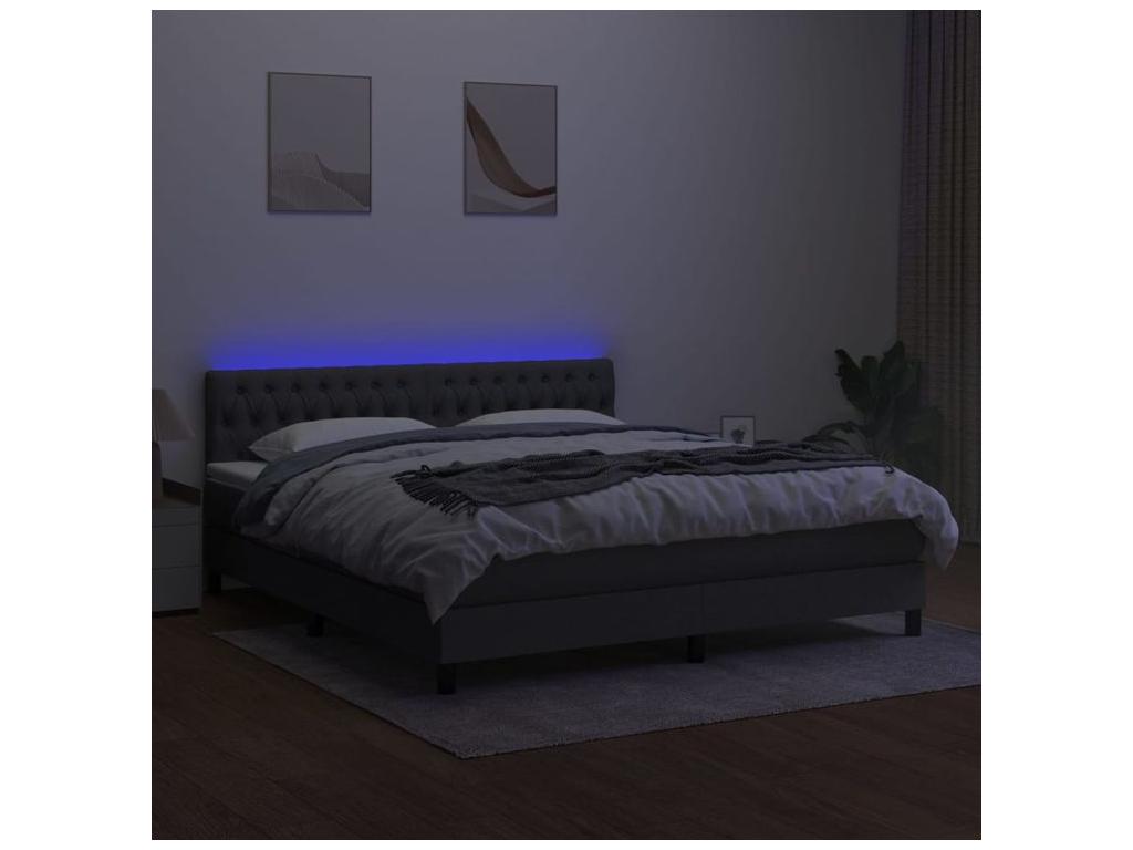 Bohometop bed base and mattress with LED lighting, dark grey, 160x200 cm, 77937PXMJ