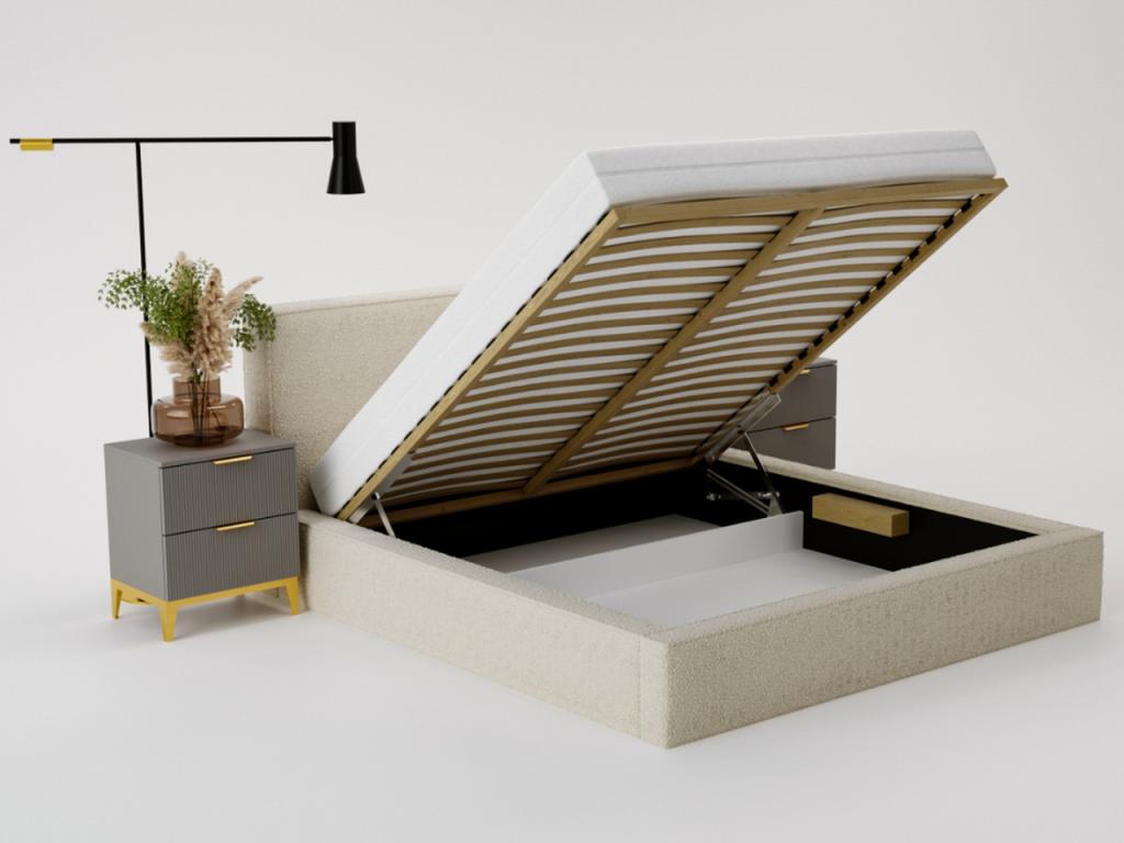 Upholstered bed with storage - 180x200 - double bed - looped - black - Bohometop 70921IQAZ