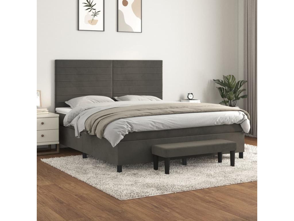 Bohometop bed base and mattress, Dark Grey 180x200 Velvet 59864YNEQ
