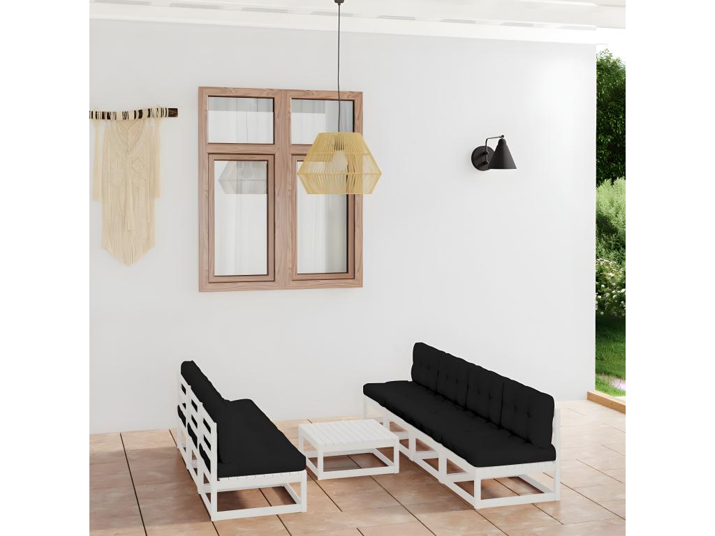 8-piece garden furniture set with cushions, solid pine wood, 44205YWRC