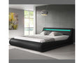 Bohometop 81385WFKX Double Bed with Storage 160x200cm in Black with LED Lighting