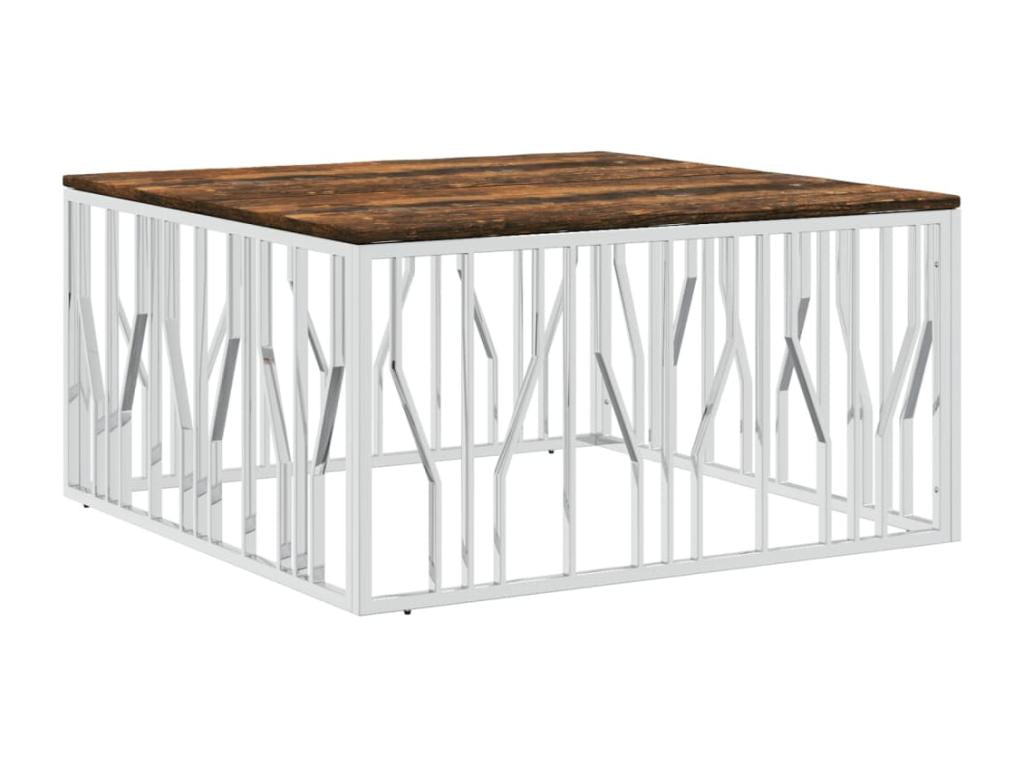 Silver coffee table, stainless steel/reclaimed solid wood 72738KPKP