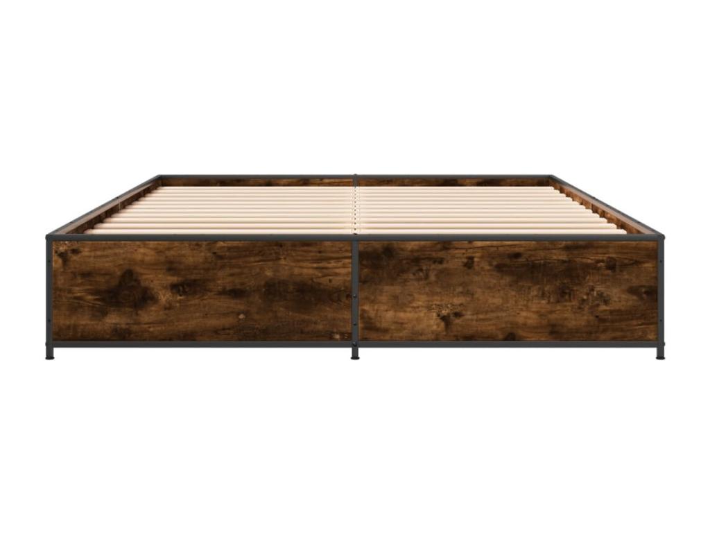 Smoked oak bed frame 150x200 cm engineered wood and metal 60075DMWO
