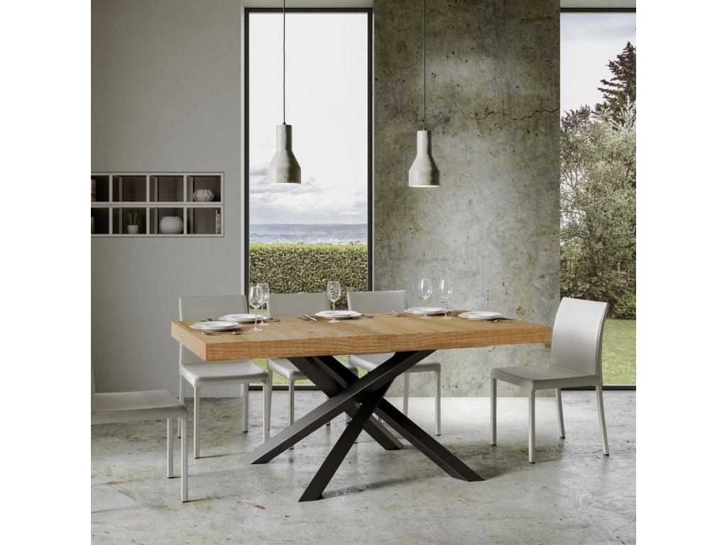 Bohometop Extendable Table 90x160/420 cm Natural Oak Anthracite Frame 84104ZPWA